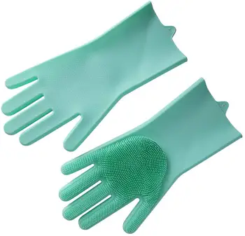 

1pair Dishwashing Cleaning Gloves Magic Reusable Silicone Gloves Cleaning Brush Gloves Heat Resistant Kitchen Clean Washing Tool