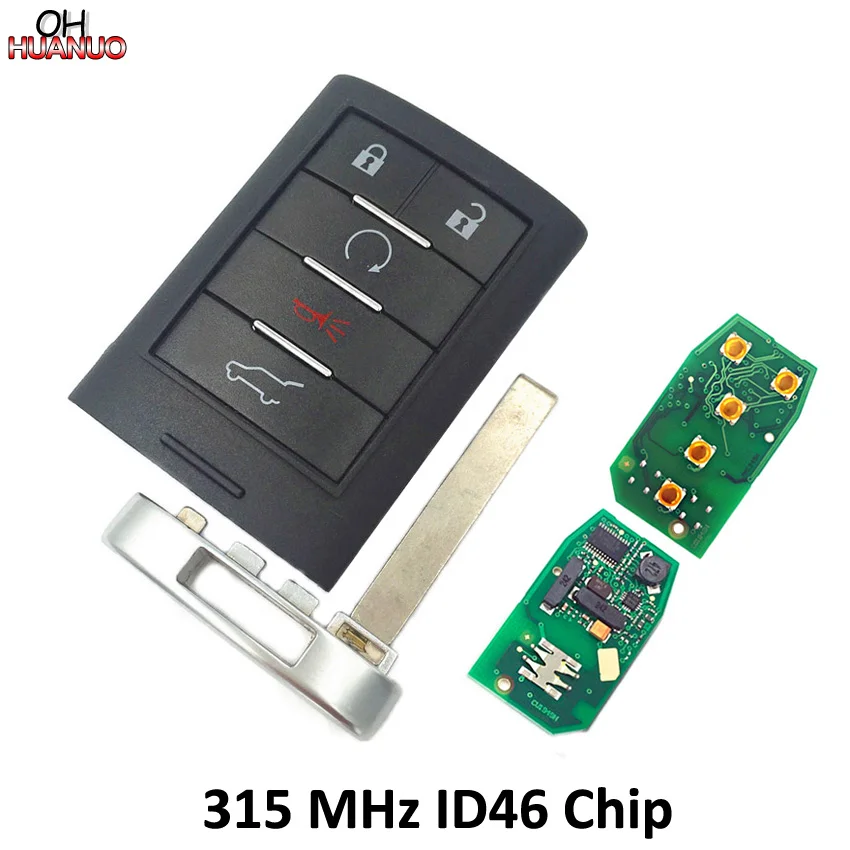 5 Button Card Smart Remote Key Fob 315MHZ For Cadillac SRX,XTS,ATS 2010