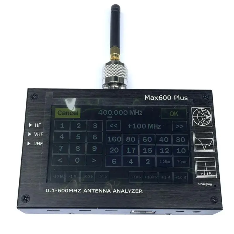 Max600 Plus HF/VHF/UHF 0,1-600 МГц антенна векторный анализ сети Многофункциональный анализатор прочные Анализаторы спектра