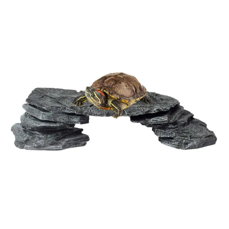 

Dark Gray Landscape Resin Basking Ramp Turtle Climb Stone Habitat for Fish Tank for aquarium