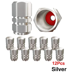 Premium Aluminum Alloy Tire Valve Caps | Dustproof Wheel Stem Covers (Silver - 12Pcs)