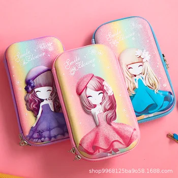 

Small fresh three-dimensional flower girl large capacity children's stationery box multifunctional pencil case