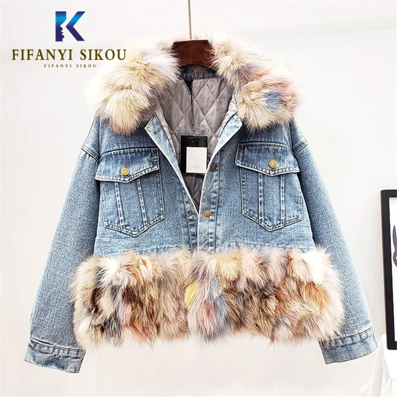jean jacket with fox fur