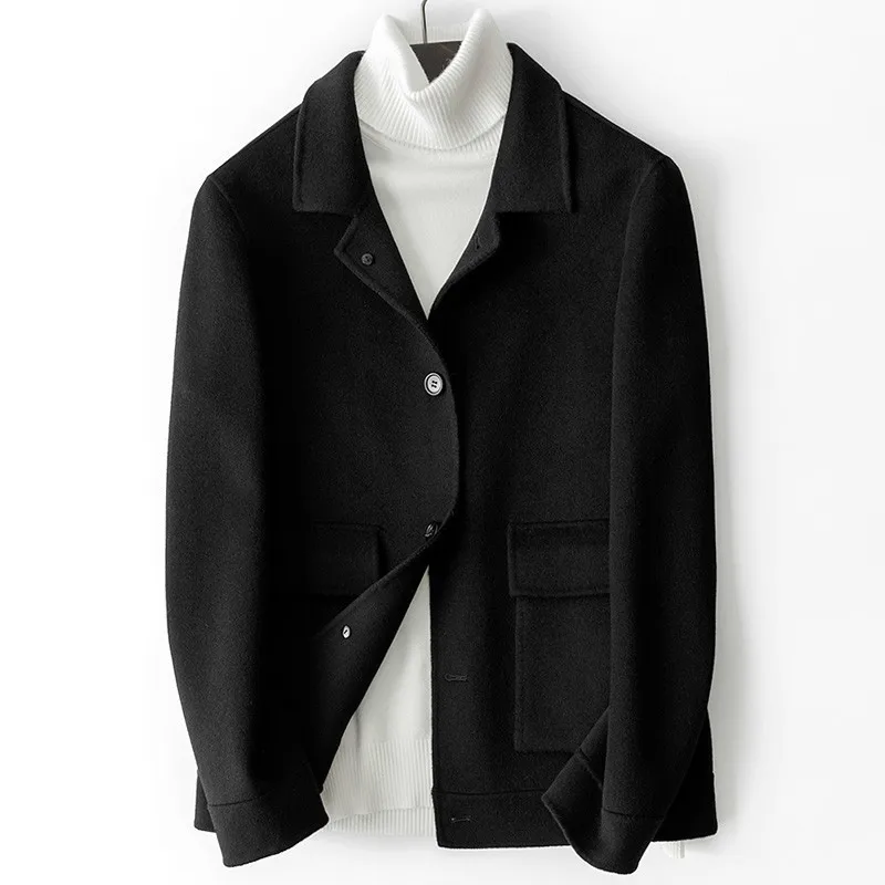 

Spring Wool Coat Men Short Korean Man Jacket Mens Coats and Jackets Handmade Overcoat Casual Manteau Homme 4430 KJ1933