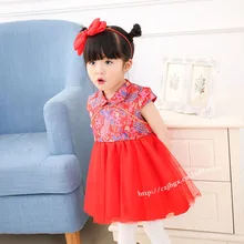 Ba zhang/3006 г. Весенне-осенний стиль, китайский костюм с воротником в стиле Питера Пэна платье с вышитыми золотыми линиями платье принцессы на возраст от 1 года