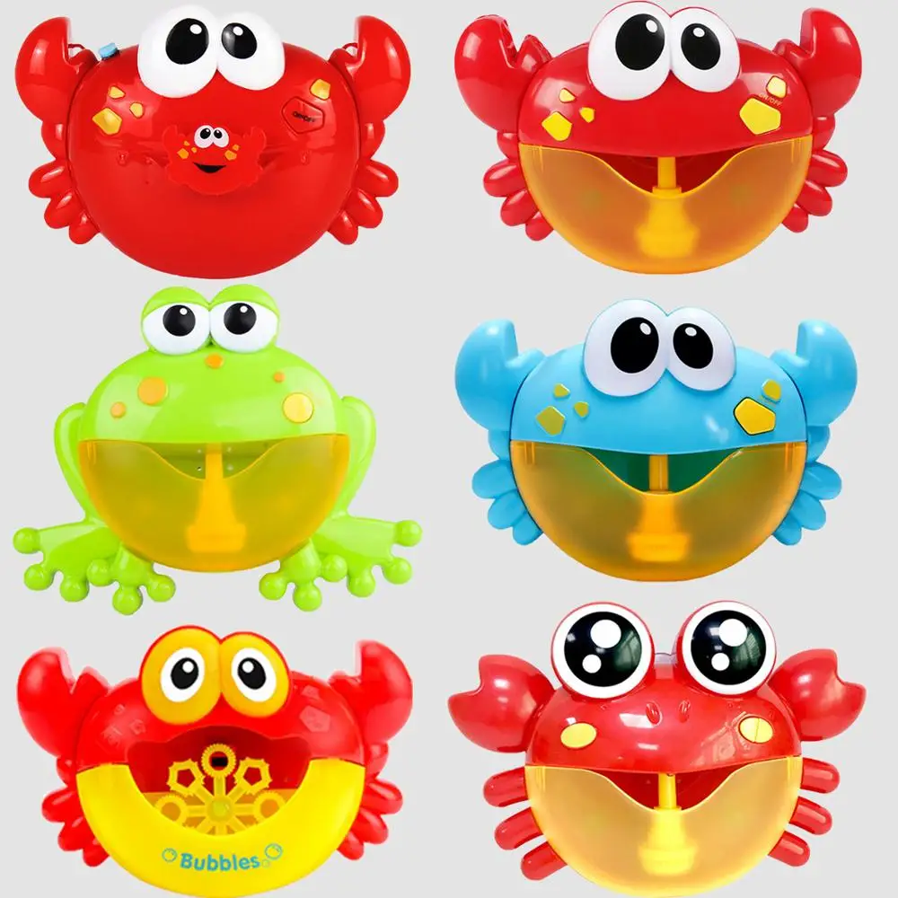 Kids Cartoon Electric Automatic Frog Crab Bubble Machine Music Soap
