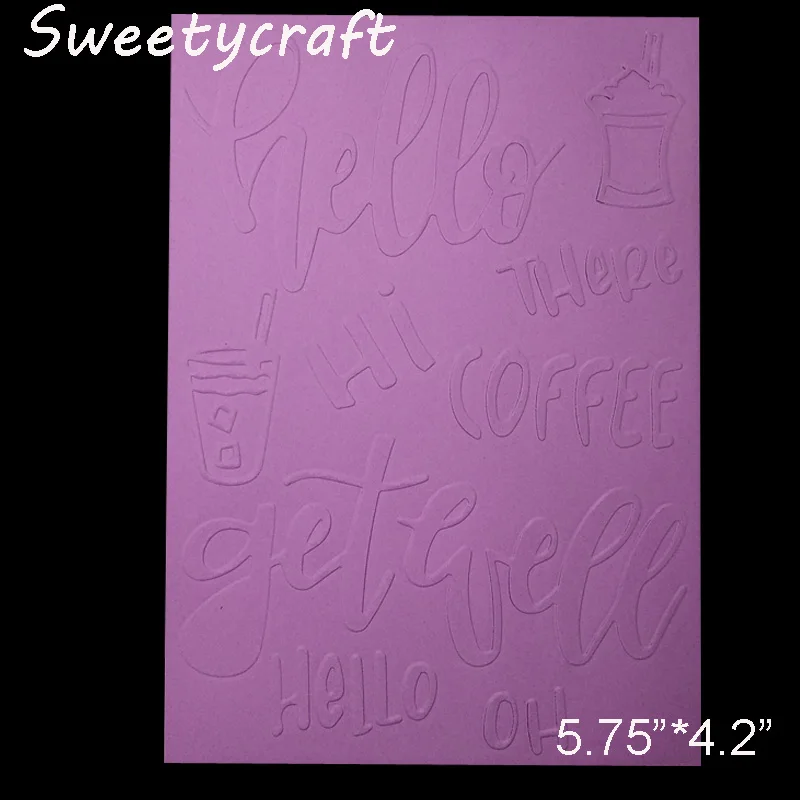 Hello Coffee Letter Plastic Embossing Folder Diy Scrapbook Album Card Gift Packing Decoration