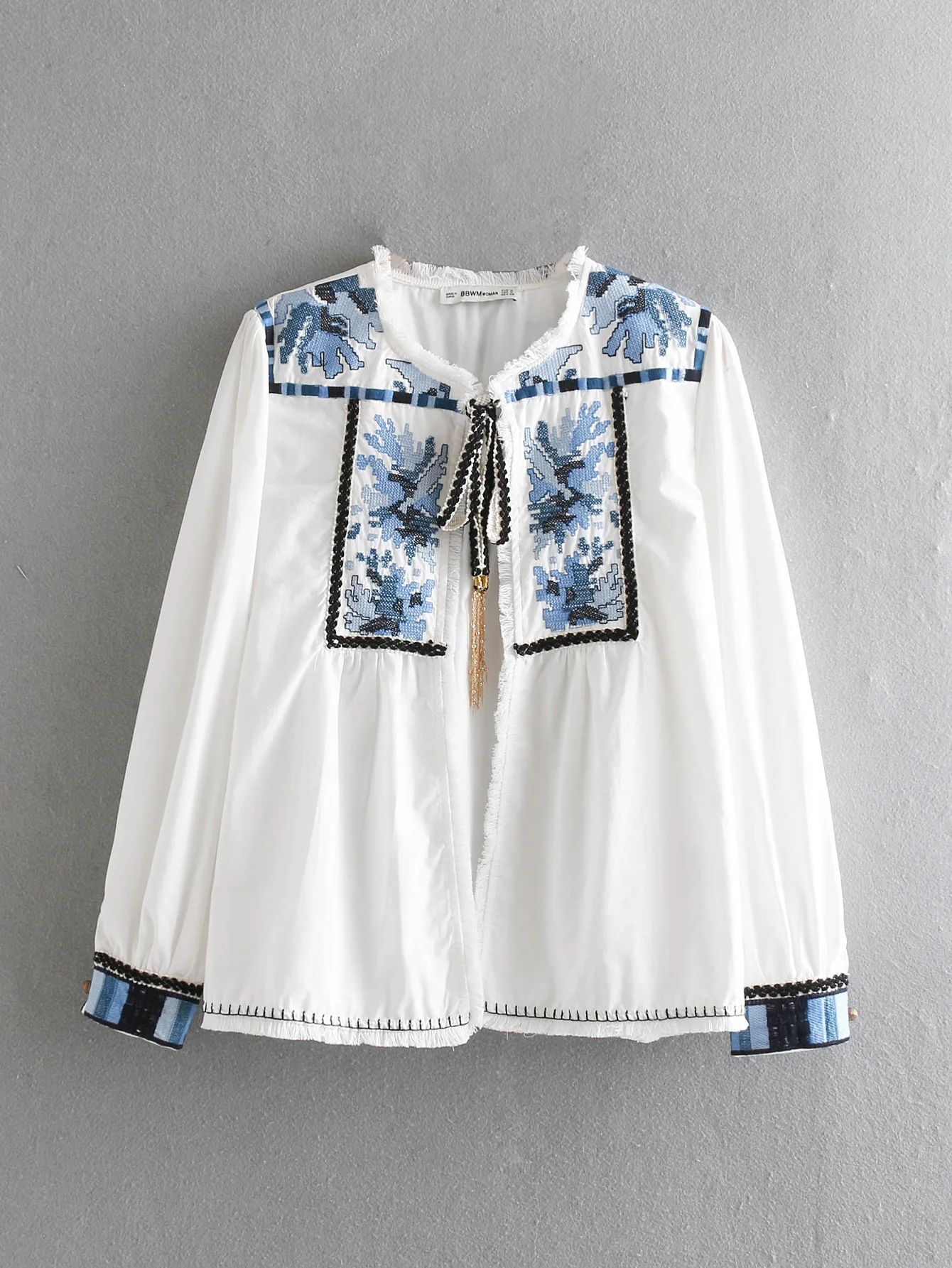 

2019 Western Style Spring And Summer WOMEN'S Dress New Style White Cardigan Embroidered Coat