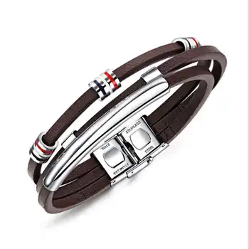 

Men Jewelry Multilayer braiding Leather Retro bracelet bangle so155