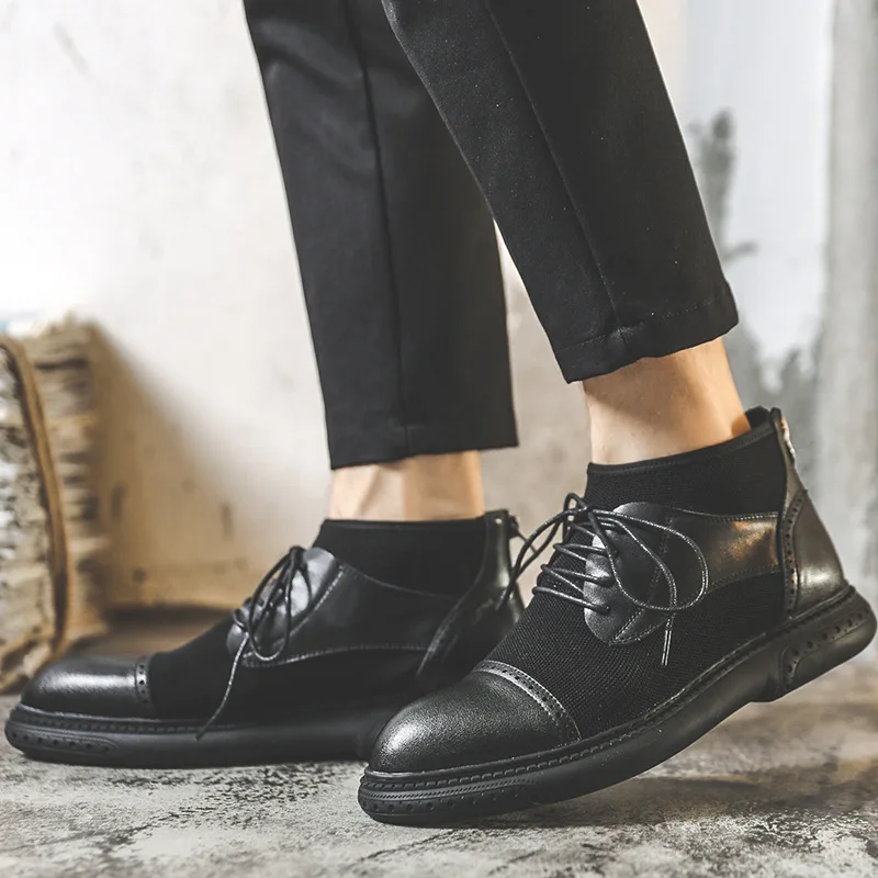 

England Martin Boots Men's Korean-style Autumn New Style Men's Boot Versatile Trend Thick Bottomed Men Business Formal Wear High