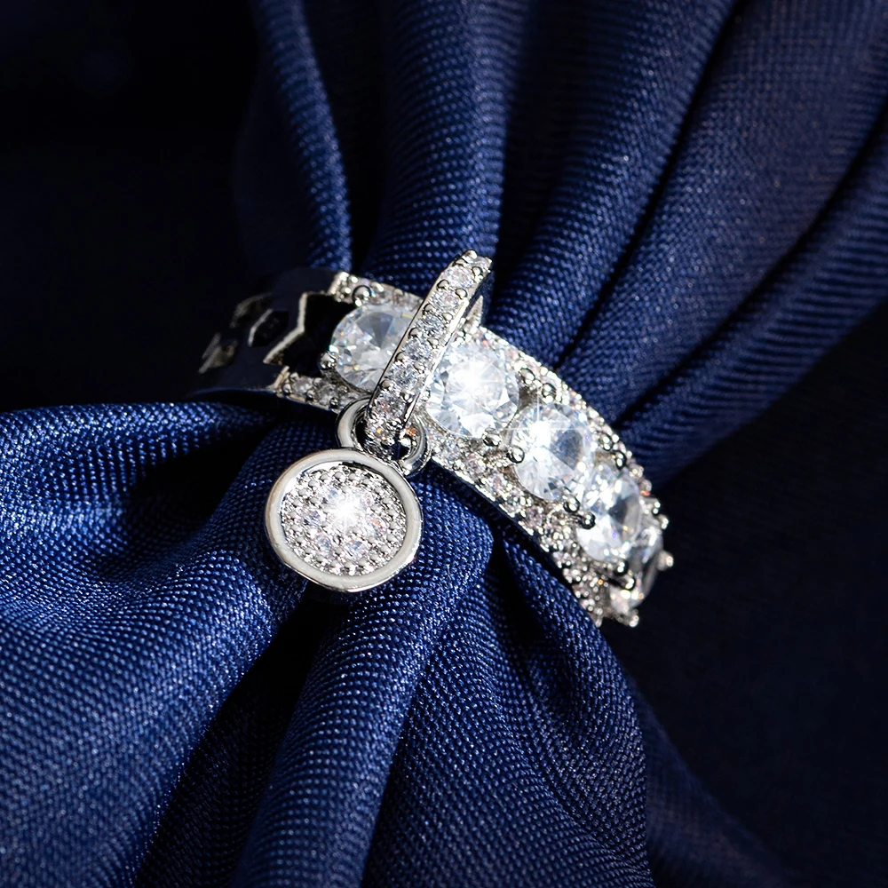 Vintage Zircon Wedding Rings For Woman Silver Color Luxury Shine Engagement Ring Fashion Jewelry Party Gift wedding rings silver ring womens ring jewelry rings ring jewelry