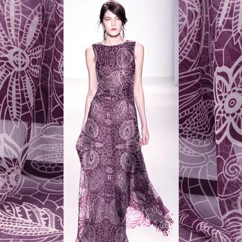 

New light purple five-petaled natural silk Shun Qiaoqi silk fabric summer silk dress silk scarf handmade DIY fabric