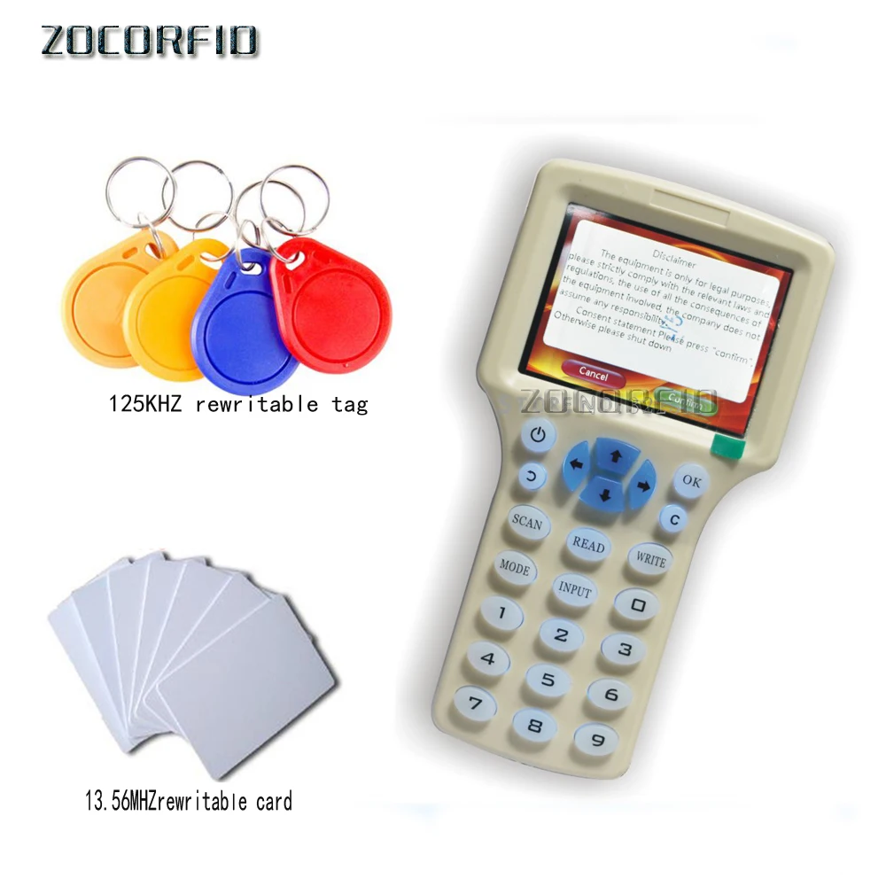 Original 10 English Frequency Rfid Copier Duplicator 125khz Key Fob Nfc