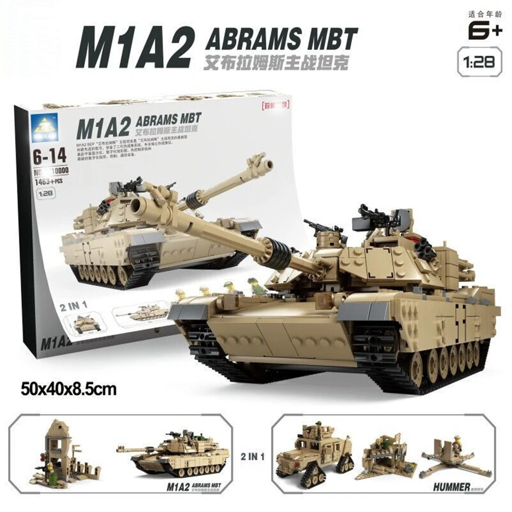 

1463pcs Military Theme Tank Legos Building Blocks M1A2 ABRAMS MBT KY10000 1 Change 2 Toy Tank Models Toys Gift for children