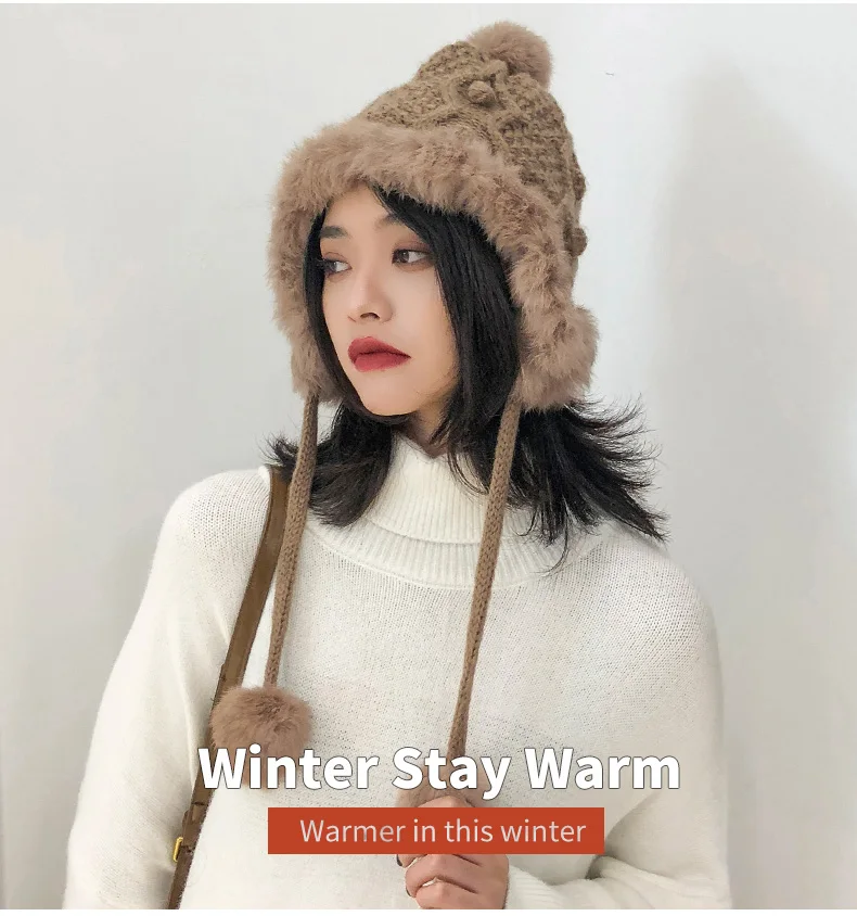 Зимние шапки-бини женские серые однотонные вязаные Повседневные шапки для девочек корейская теплая шапка с густым мехом круглые помпоны Шапка-бини
