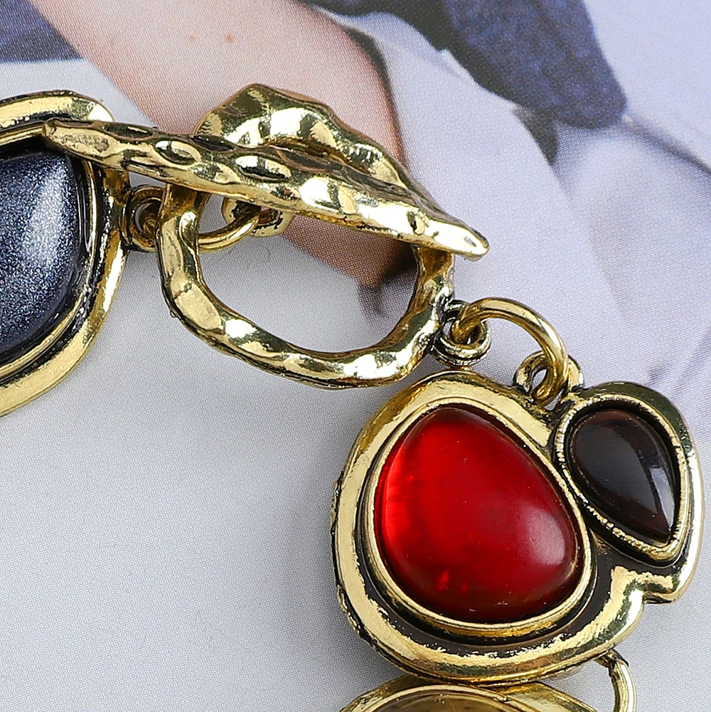 Bohemian Fashion Metal Inlay Colorful Rhinestone Glass Punk Vintage  Bracelets For Women Trend Luxury Geometric Unique Jewelry - AliExpress, image size:1000x1001