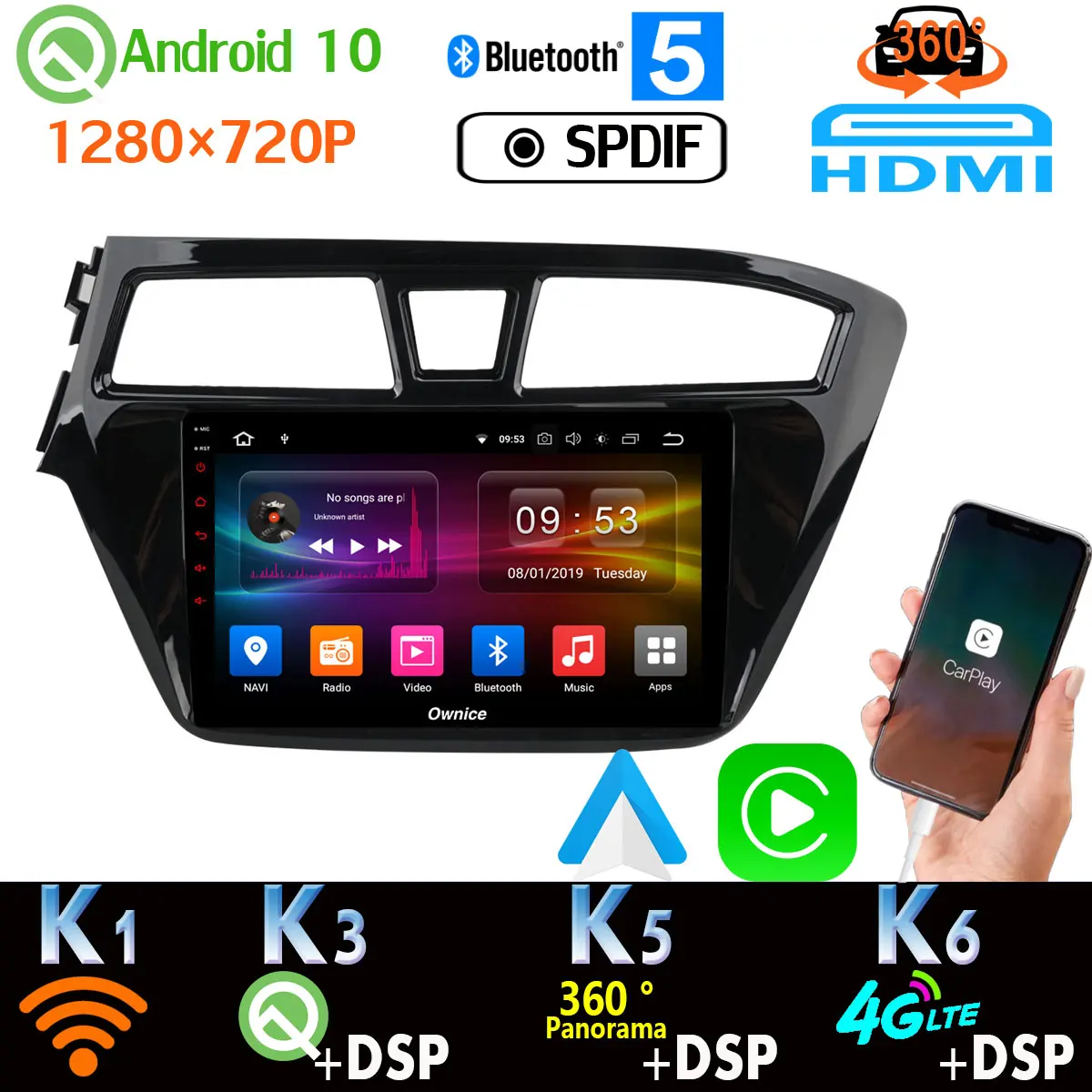PX6 4G + 64G 1280*720 Android 10 автомобильный радиоприемник с навигацией GPS для Hyundai i20 2014-2018