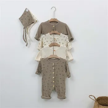 

Baby Girls Rompers With Hat Cotton Baby Boy Romper Newborn Girl Floral Jumpsuit Baby Pajamas One Piece Autumn Baby Clothing