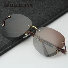 Новые Модные поляризованные солнцезащитные очки женские без оправы женские градиентные Винтажные Солнцезащитные очки большие солнцезащитные очки