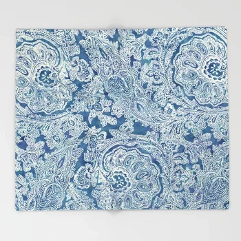 

Sherpa Throw Blanket Paisley Art Design Blue Boho Paisley Fleece Blanket Super Soft Plush Blanket 150x200 Blankets for Beds