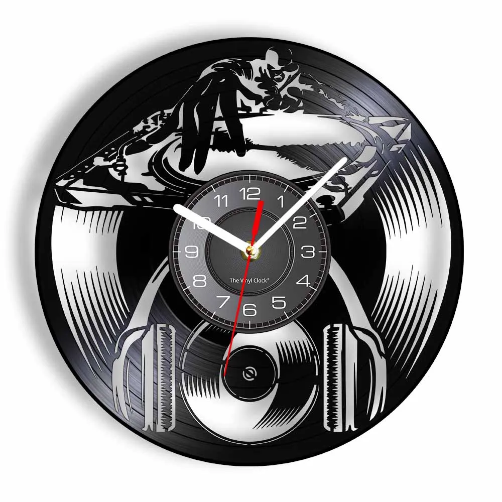 Details about   Wall Clock On Glass DJ headphones Music Party 12 shapes it 2412 show original title 