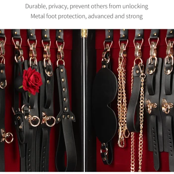 Luxury Bed Bondage Set Genuine leather BDSM Kits Restraint Handcuffs Collar Gag Erotic Sex Toys For Women Couples Adult Games 6