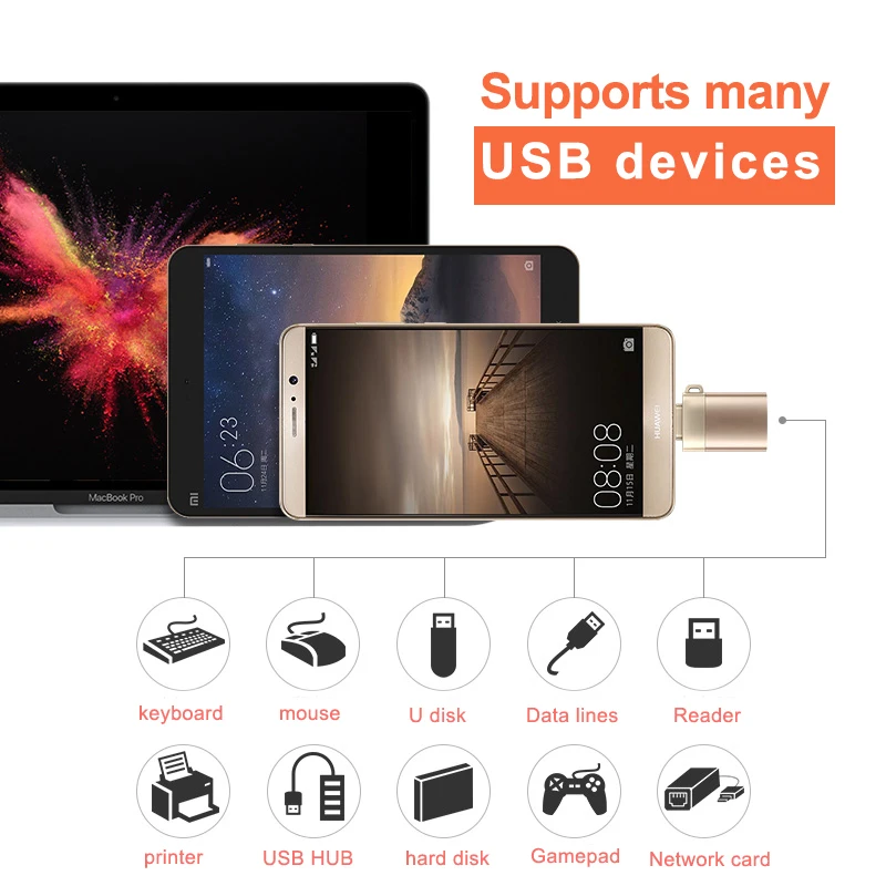 OTG type-c usb c adapter micro type c usb-c usb 3.0 Charge Data Converter for samsung galaxy s8 s9 note 8 a5 2017 one plus usbc