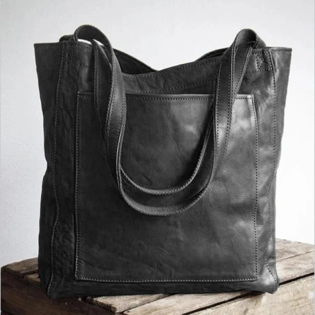 Női Puha Bőr Egyszemélyes Váll Zseb Retro Olajjal Viaszolt Kézitáskák Luxus Hölgy Kézi Táskák Pénztárcával - Image 3