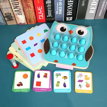 

New Owl Children's educational Puzzle toys kids table games memory Match Detective training Toys family Party Wooden Toys