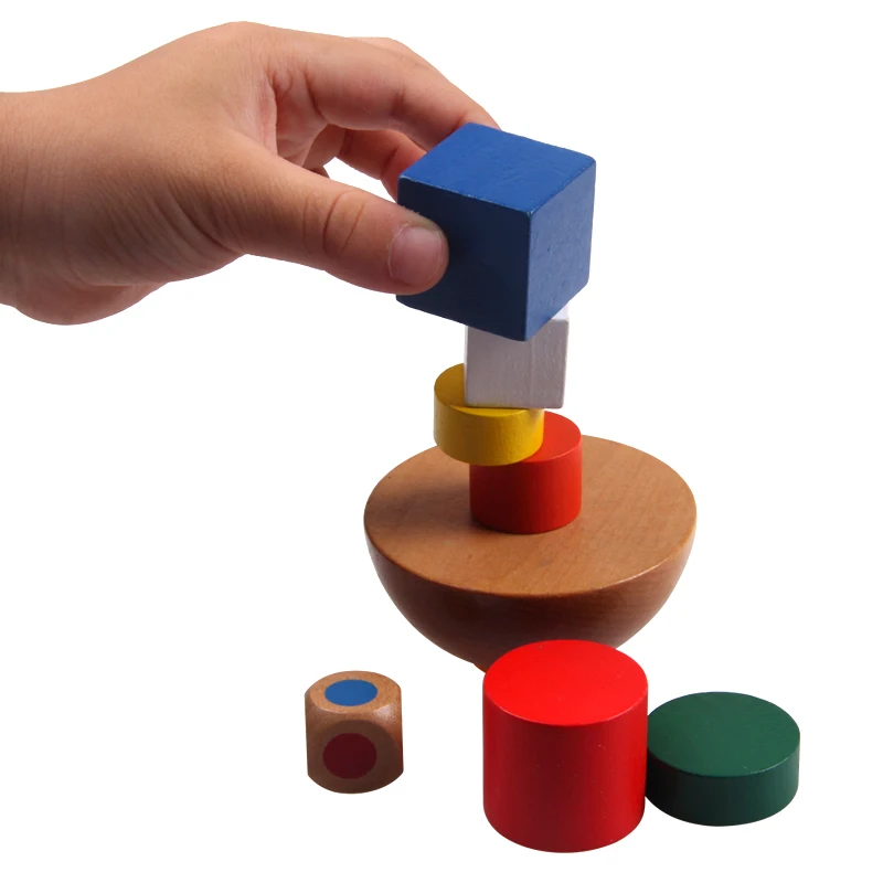 Most effective  Kids Wooden Blocks Geometric Balancing Game Toys Montessori Learning Educational Toys Children Fami