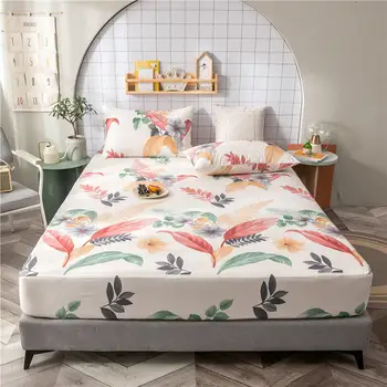 

Bonenjoy 1 pc Fitted Sheet 100%Cotton Queen Mattress Protecter Single Bed Linen Cotton sabanas 150 Bed Sheets (no Pillowcase)