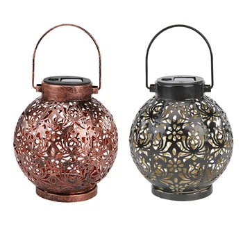 

Vintage Solar LED Iron Lamp Path Landscape Decorative Hanging Lantern Lawn Light for Household Outdoor Courtyard Ornament