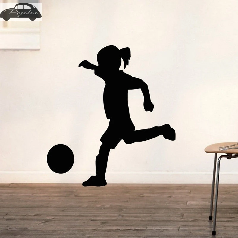 Football Girl Sticker Kid Sports Soccer Decal Kid Posters Vinyl Wall Decals Pegatina Quadro Parede Decor Mural Football Sticker
