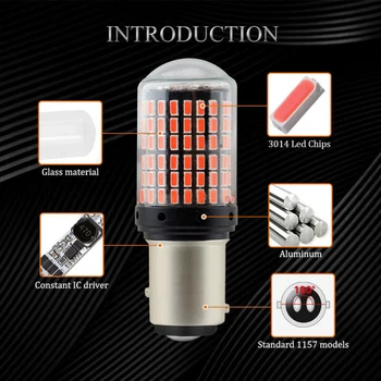 

2pcs LED Light Car Auto P21W BAY15D 1157 Canbus Motorcycle Conversion Indicator Side marker 3014 144SMD