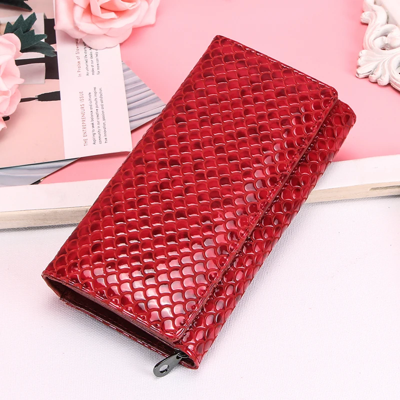 

Contact's Genuine Leather Women Wallets Fashion Female Coin Purse Portomonee Zipper Pocket For Money Bag Long Clutch Wallet