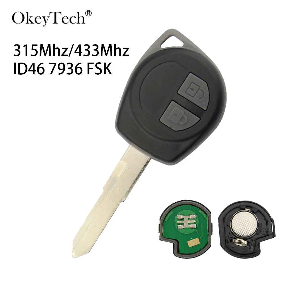 Okeytech 315/433mhz Id46 Chip Car Remote Key For Suzuki Swift Sx4 Alto