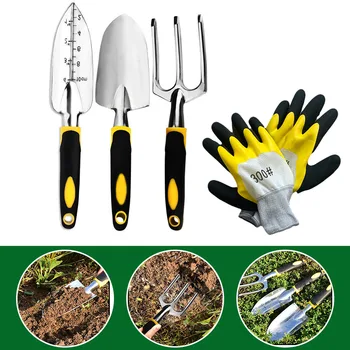 

4pcs Garden Tool Set With Trowel Cultivator Rake Transplant Trowel Gloves Durable And Practical