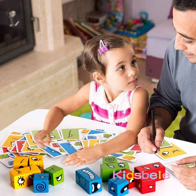 Educational Toys Emotion Change Blocks Expressions Puzzles Early Learning Education Montessori Toy Kids Wood Cube Table Games 3