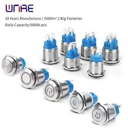 12/16/19/22mm Metal Push Button Switch With LED Light Momentary Latching Car Engine Power Switch 3V 24V 220V
