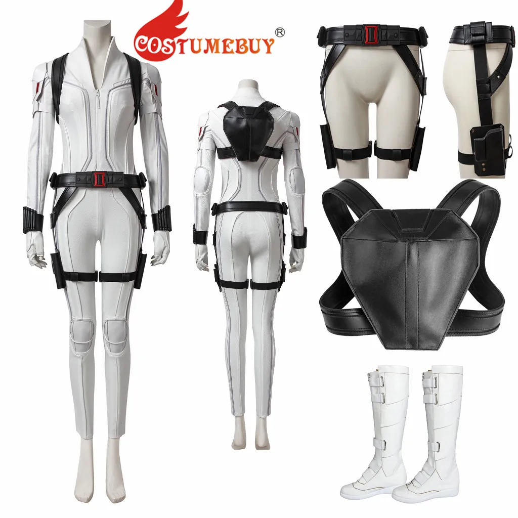 CostumeBuy, черная вдова, Наташа романофф, белый костюм, костюм для взрослых женщин, супергерой, Черная Вдова, сексуальный комбинезон, костюм L920