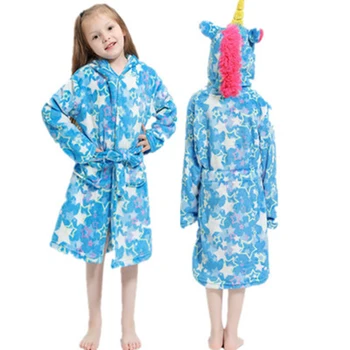 

Kigurumi Cosplay Unicorn Hooded Boys&GirlsBathrobes Kids Star Rainbow Bath Robe Animal For Children Pyjamas Nightgown Kids