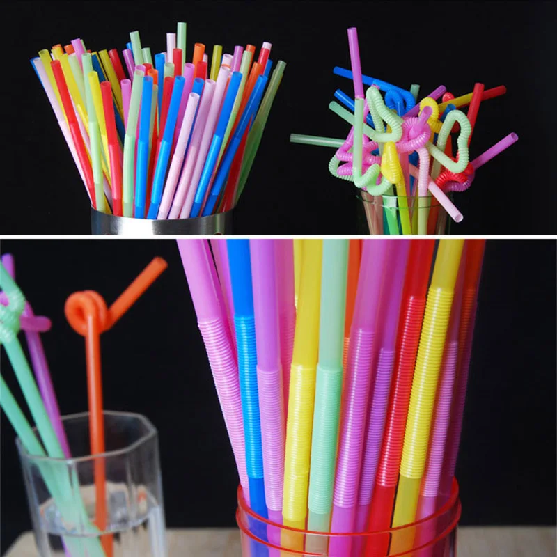 Disposable Straws Bendable Juice Drinking Flexible 26cm Safe For Home Party Bar BOM666 | Дом и сад