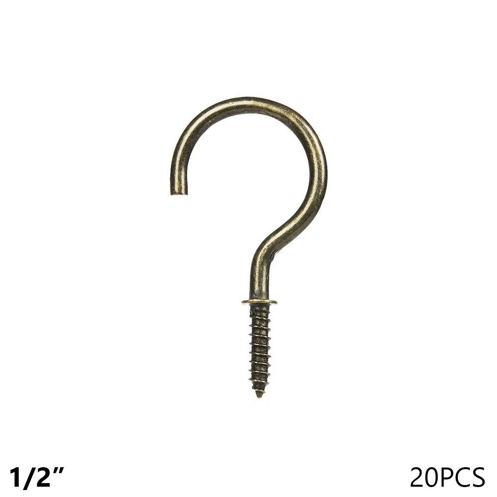 20Pcs/set Heavy Screw Hooks Wall Hanging Cup Hook 1/2 5/8 3/4