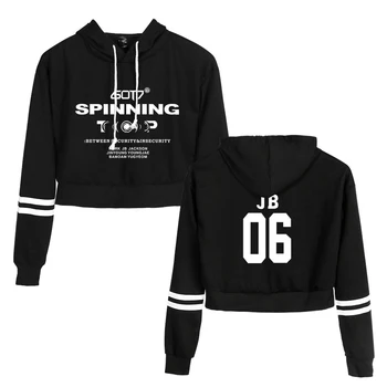 

GOT7 2D Fashion Long Sleeve Cropped Hoodies Women Hooded Pullover Crop Tops 2019 New Arrival Hot Sale Cool Streetwear Clothes