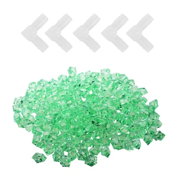 

155 Pcs Plastic Accessories: 150 Pcs Faux Crystal Stones Ornament for Aquarium & 5Pcs Aquarium Tubing Pipe Air L-Joint Airline C