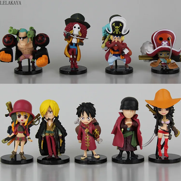 9 шт./компл. Аниме One Piece Mini Sanji Zoro Nami Doflamingo Trafalgar Law Red Pirate Q Ver. ПВХ фигурка модель