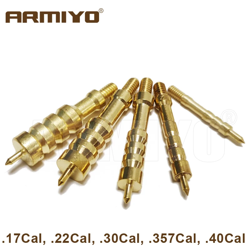 

Armiyo .17Cal .22Cal .30Cal .357Cal .40Cal Gun Barrel Cleaning Solid Brass Spear Pointed Carbon Deposits Hunt Thread 5-40 / 8-32