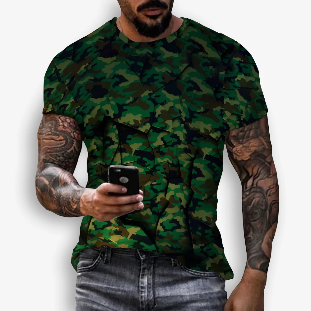 

Geometric digital 3D printing T-shirt men's short-sleeved T-shirt fashion plus size youth trend compassion summer