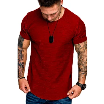 Men's Casual Fashion Solid o Neck t-Shirt Summer Bodybuilding Sports Running t-Shirt Fitness Short-Sleeve Crossfit Exercise Top 1