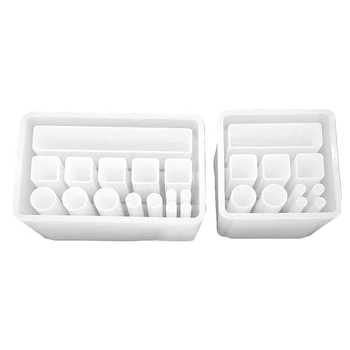 

2 Pcs DIY Crystal Epoxy Mold Silicone Lipstick Storage Box Mold Hand Mirror Jewelry Making Tools, Rectangle & Square